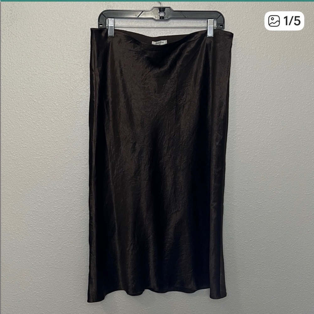 Aritzia Babaton Satin Slip Skirt Brown Size 16 - Picture 2 of 3